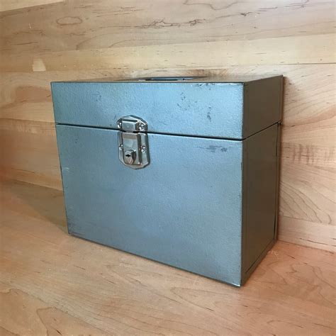 vintage metal document box|metal portable file storage box.